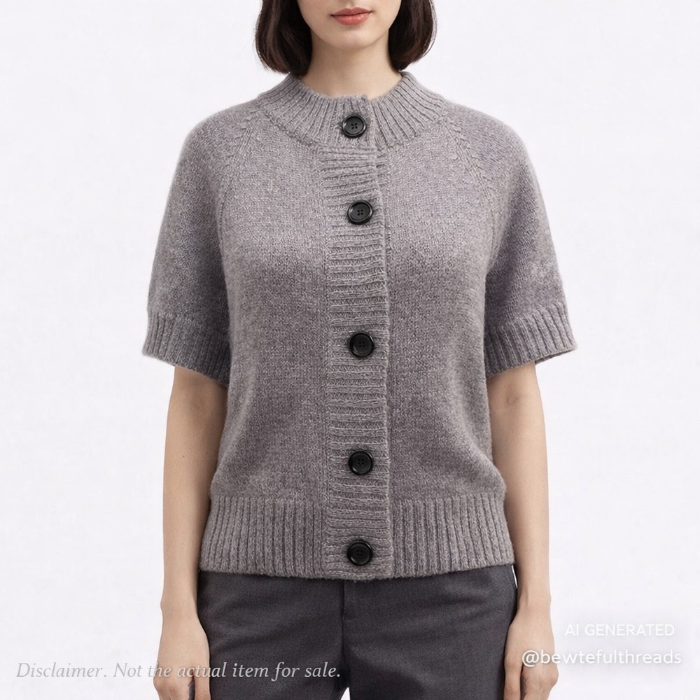 Bruuns Bazaar Small Grey Alpaca Blend Button Front Knit Cardigan - Picture 1 of 10